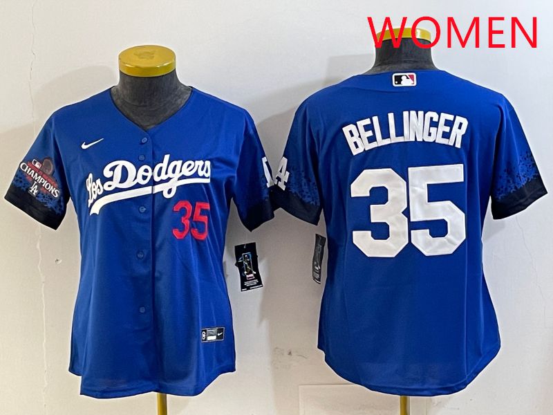 Women Los Angeles Dodgers #35 Bellinger Blue City Edition 2025 Nike MLB Jersey style 2